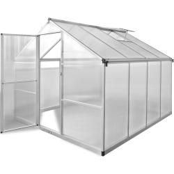 vidaXL Växthus i förstärkt aluminium med basram 6,05 m²