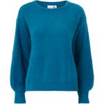 Blåa Ribbstickade tröjor från Vila i Storlek S med Båtringning för Damer 