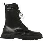 Svarta Ankle-boots med Snörning med rundad tå i Läder för Flickor 