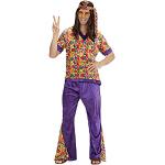 Flerfärgade Hippie maskeradkläder från Widmann i Storlek M i Sammet för Herrar 