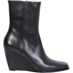 Svarta Ankle-boots med Kilklack med Fyrkantig tå med Klackhöjd 7cm till 9cm i Kalvskinn för Damer 