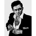 Wee Blue Coo Johnny Cash tatuering bläckade ikons