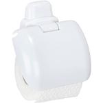 WENKO Toalettpappershållare Pure med lock – pappersrullehållare, plast (ABS), 16 x 5 x 16 cm, vit