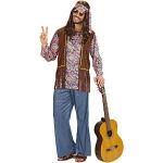Retro Blommiga Flerfärgade Hippie maskeradkläder med glitter från Widmann i Storlek XXL för Herrar 