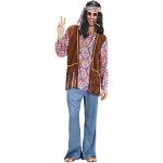 Retro Blommiga Flerfärgade Hippie maskeradkläder med glitter från Widmann i Storlek L för Herrar 