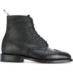 Wingtip Brogue Boot With Leather Sole In Black Pebble Grain