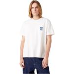 Casual Hållbara Vita Kortärmade Kortärmade T-shirts från Wrangler på rea i Storlek S med Rund ringning i Bomull för Herrar 