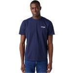 Hållbara Marinblåa Kortärmade T-shirts stora storlekar från Wrangler på rea i Storlek 4 XL med Rund ringning i Bomull för Herrar 