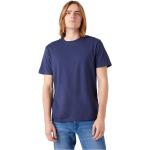 Hållbara Ekologiska Blåa Kortärmade Kortärmade T-shirts från Wrangler på rea i Storlek L med Rund ringning i Bomull för Herrar 