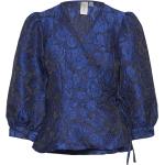 Blåa Långärmade Långärmade blusar från Y.A.S i Storlek XL för Damer 