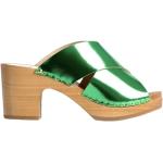 Gröna Slip in-sandaler med nitar på rea med Klackhöjd 7cm till 9cm i Koskinn för Damer 