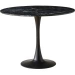 Zander - Runt svart matbord med marmorlook - 100cm