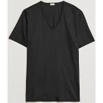 Svarta Kortärmade Kortärmade T-shirts från Zimmerli of Switzerland i Storlek L med V-ringning i Bomull för Herrar 