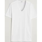 Vita Kortärmade Kortärmade T-shirts från Zimmerli of Switzerland med V-ringning i Bomull för Herrar 